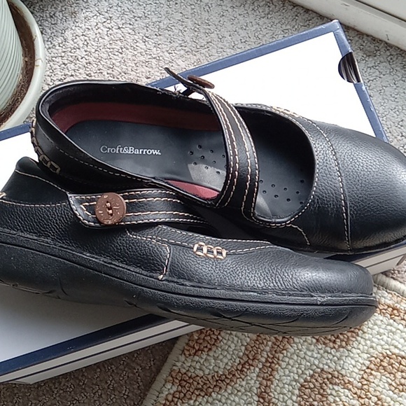 Croft & Barrow CB Sherell Black Leather Slip Ons Sz 6 - Picture 4 of 9